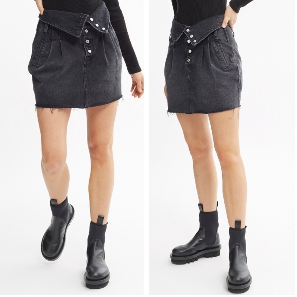 Re/Done 80s Fold Over Waist Denim Skirt New 25